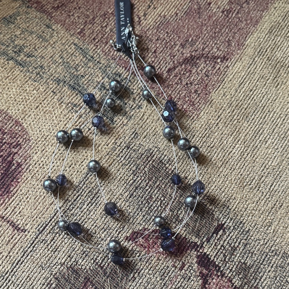 Ann Taylor Metallic and Dark Beaded Necklace